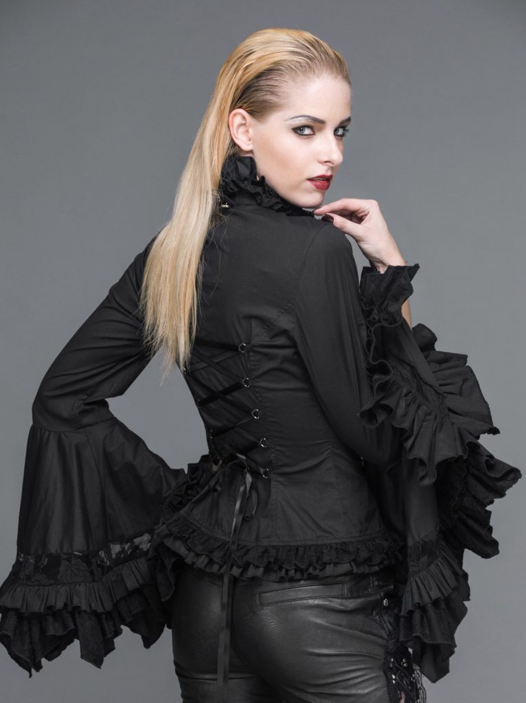 SHT901 - Palace style ruffle shirt-L - Image 3