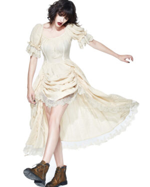 SKT77 - Steampunk Dress with Ruffle Short Sleeves