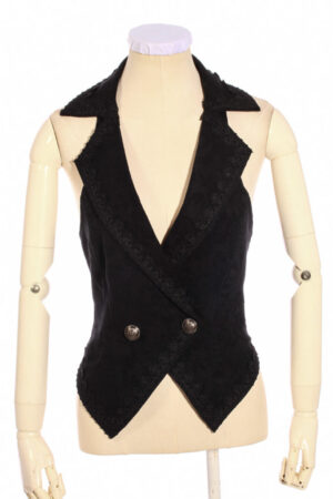 SP200 - Black Steampunk Vest with Collars and Open Back