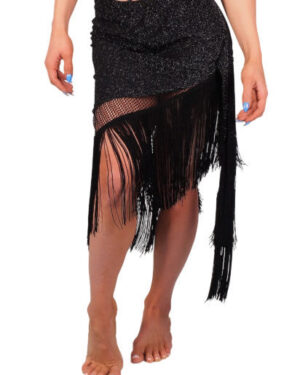 SQ1633Skirt - Skirt - Black - Silver Lurex Skirt / Wrap