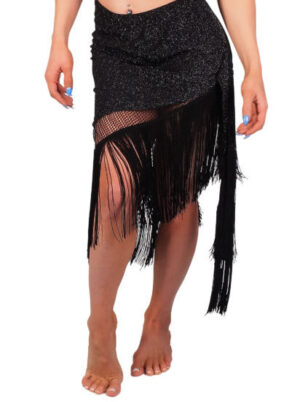 SQ1633Skirt - Skirt - Black - Silver Lurex Skirt / Wrap
