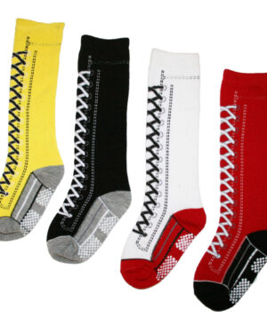 V2538 - Lace Up Sneaker Boots Knee High Socks-Cotton