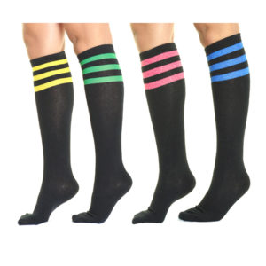 V2539 - Knee-High Cotton Socks with Stripes