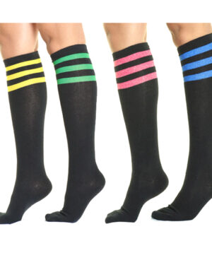 V2539 - Knee-High Cotton Socks with Stripes