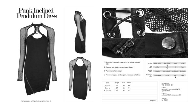 WQ348 - Punk Inclined Pendulum Dress - ML - Image 7
