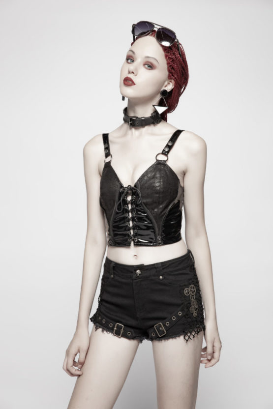 WT542 - Punk Strap Short Vest - BLK-XL - Image 6