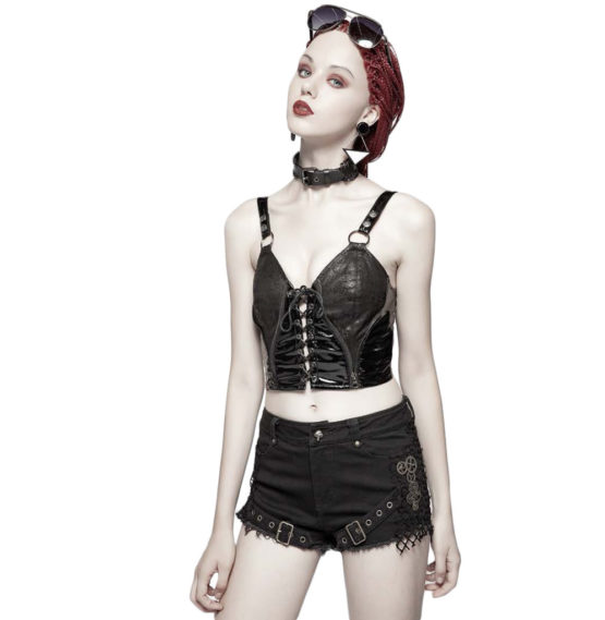 WT542 - Punk Strap Short Vest - BLK-XL