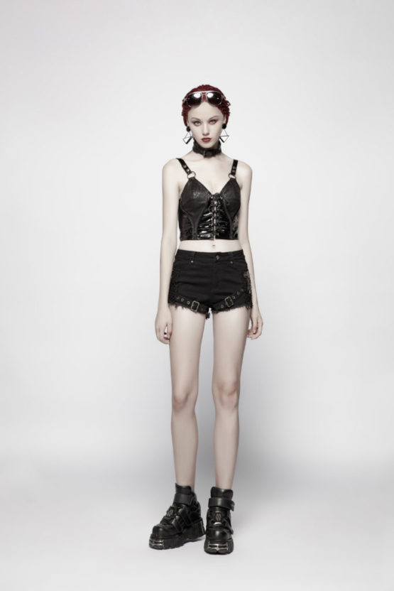 WT542 - Punk Strap Short Vest - BLK-XL - Image 4
