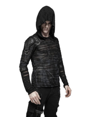 WT559 - Punk Dark Printing Hooded T-Shirt
