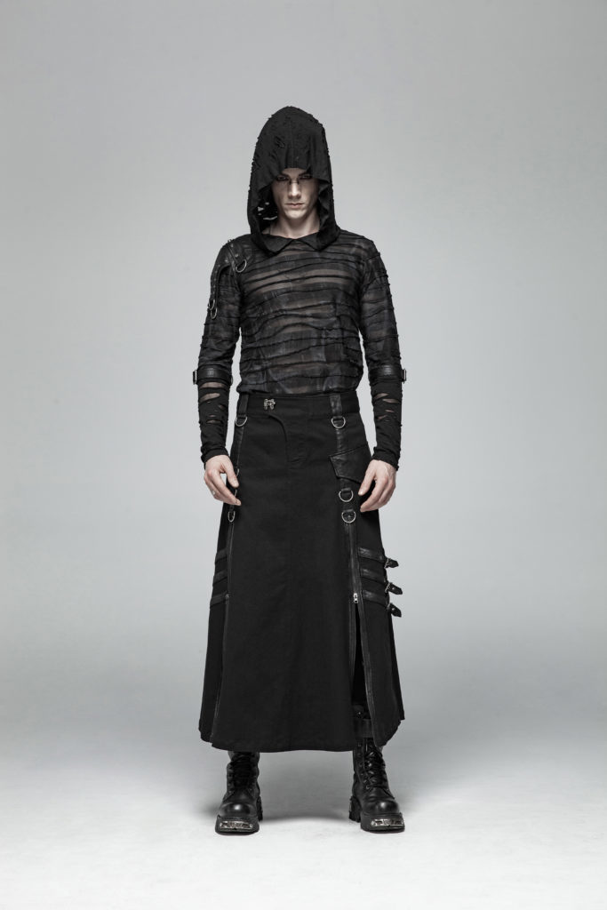WT559 - Punk Dark Printing Hooded T-Shirt - Image 3