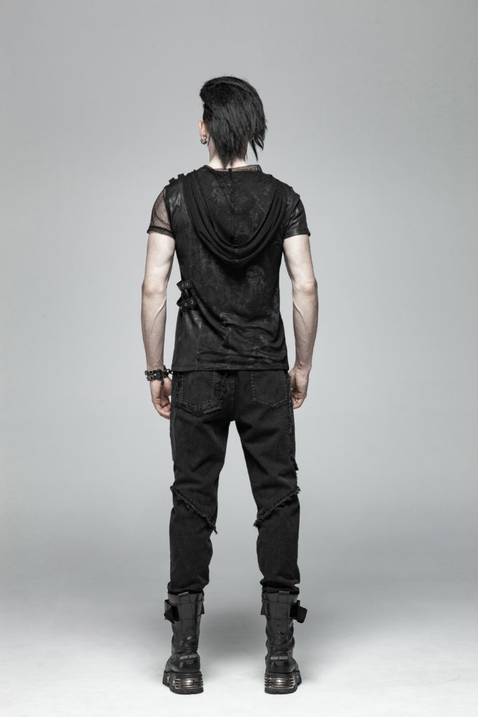 WT560 - Punk Print Short Sleeve Hooded T-Shirt - S/M - Image 2
