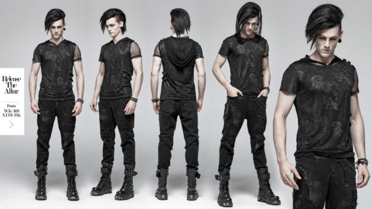 WT560 - Punk Print Short Sleeve Hooded T-Shirt - S/M - Image 7