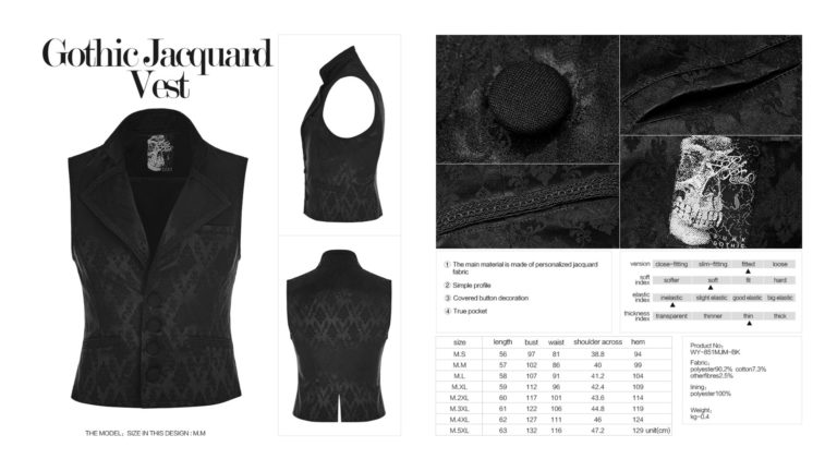 WY851 - Gothic Jacquard Vest - Image 11