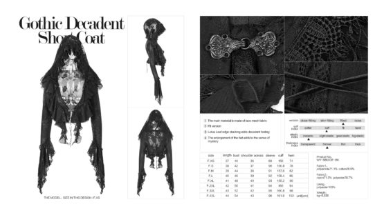 WY886 - Gothic decadent short coat - Image 7