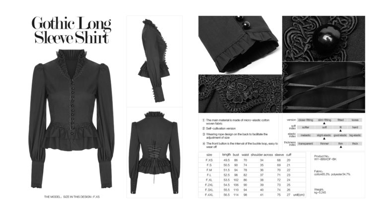 WY889 - Gothic Long Sleeve Shirt - Image 9