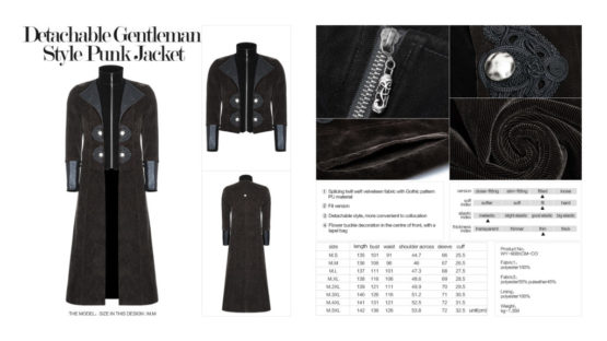 WY908 - Detachable Gentleman style punk jacket - Image 7