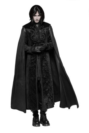 WY934 - Gothic Brocade Long Coat with Cape, cloak