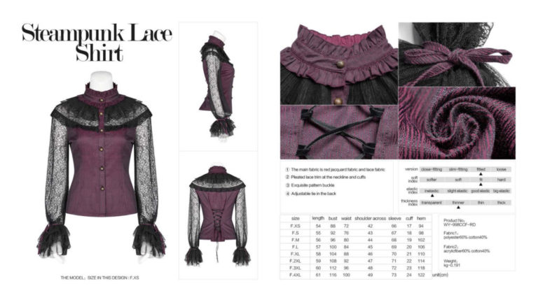 WY998 - Steampunk Lace Shirt - Image 8