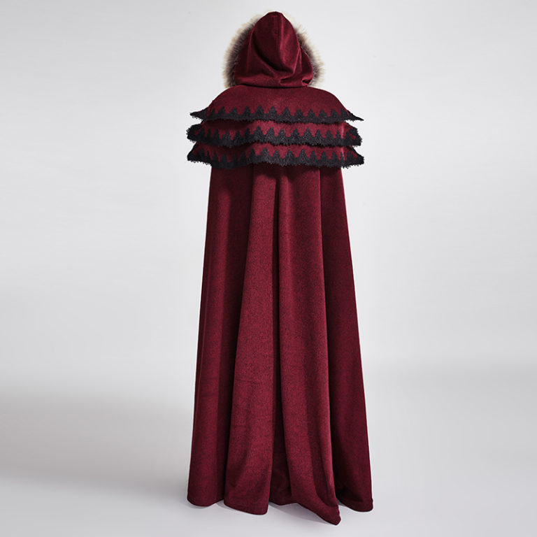 Y673 - Gothic Wool Collar Long Cloak - Image 8