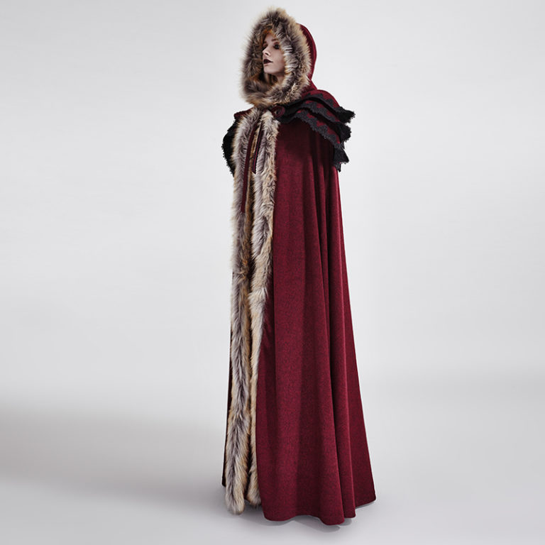 Y673 - Gothic Wool Collar Long Cloak - Image 7