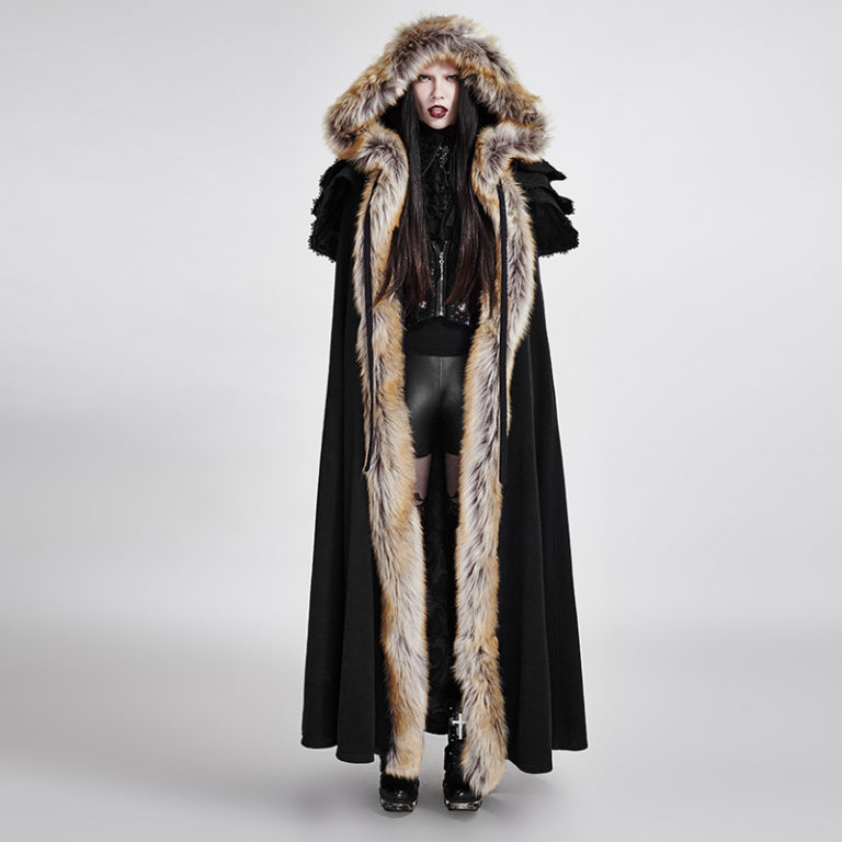 Y673 - Gothic Wool Collar Long Cloak - Image 3