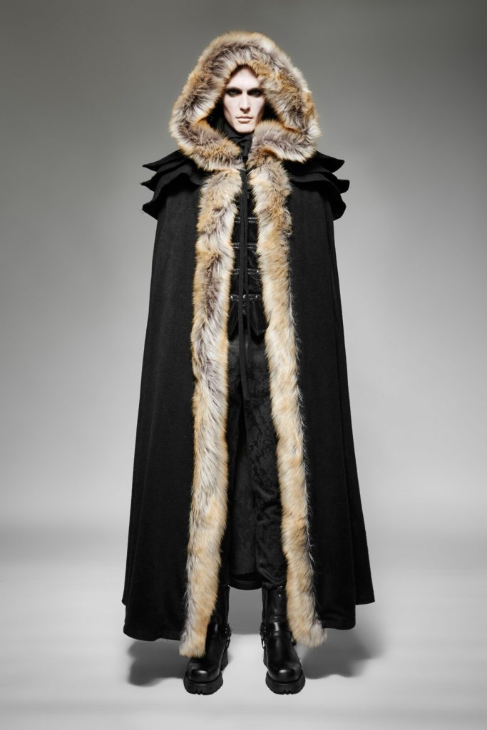 Y673 - Gothic Wool Collar Long Cloak - Image 2