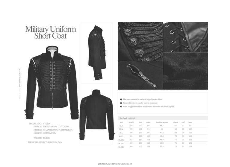Y721 - Military Uniform Short Coat - Image 7
