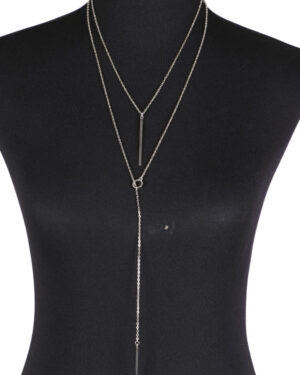 YN1751 - Double Layer Lariat Necklace - SIL