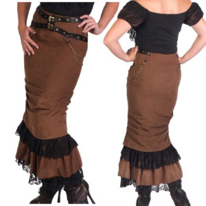 SP145 - Long Steampunk Skirt with Belt and Chains