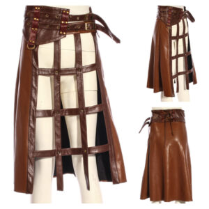 SP214 - Steampunk Brown Leatherette Hoop Skirt