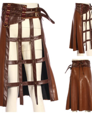 SP214 - Steampunk Brown Leatherette Hoop Skirt