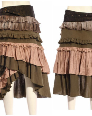 SP216 - Tiered Green Skirt with Grommet Belt