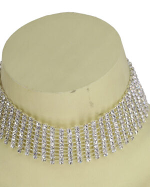 8720 - 10 Row Rhinestone Choker - Silver