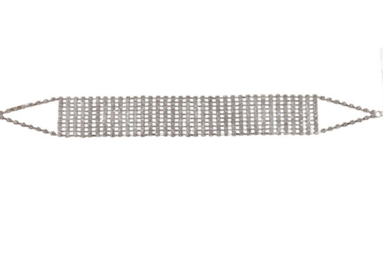 8720 - 10 Row Rhinestone Choker - Silver - Image 3