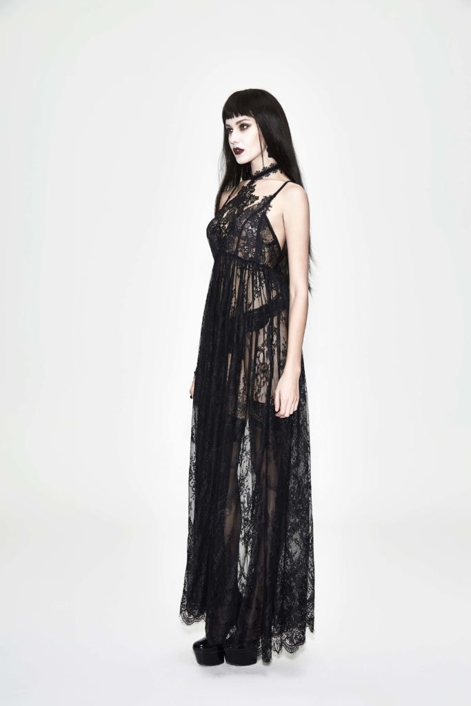 ESKT24 - Gothic Mesh Lace Maxi Dress - S - Image 3