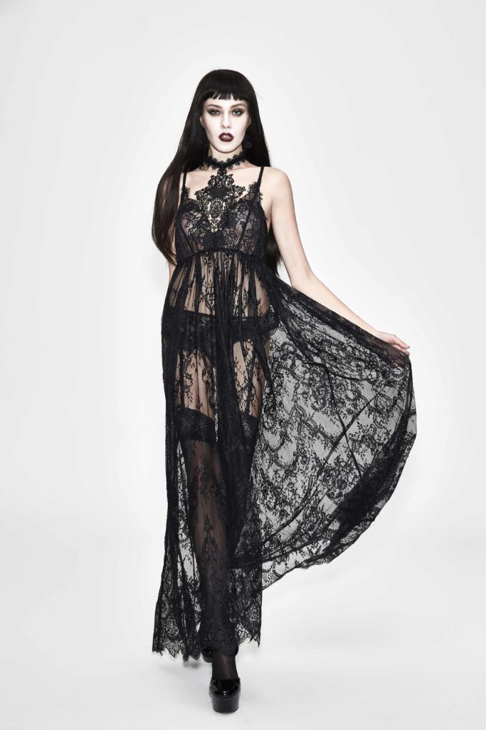 ESKT24 - Gothic Mesh Lace Maxi Dress - S - Image 4