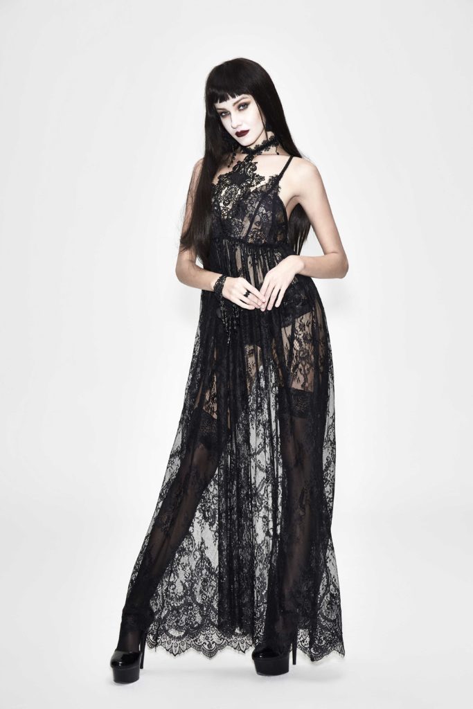 ESKT24 - Gothic Mesh Lace Maxi Dress - S - Image 8