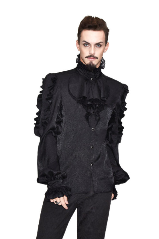 SHT3301 - Pirate Black Ruffle Shirt - 2XL