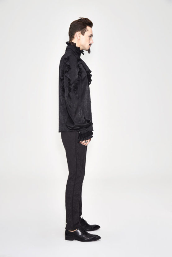 SHT3301 - Pirate Black Ruffle Shirt - 2XL - Image 6