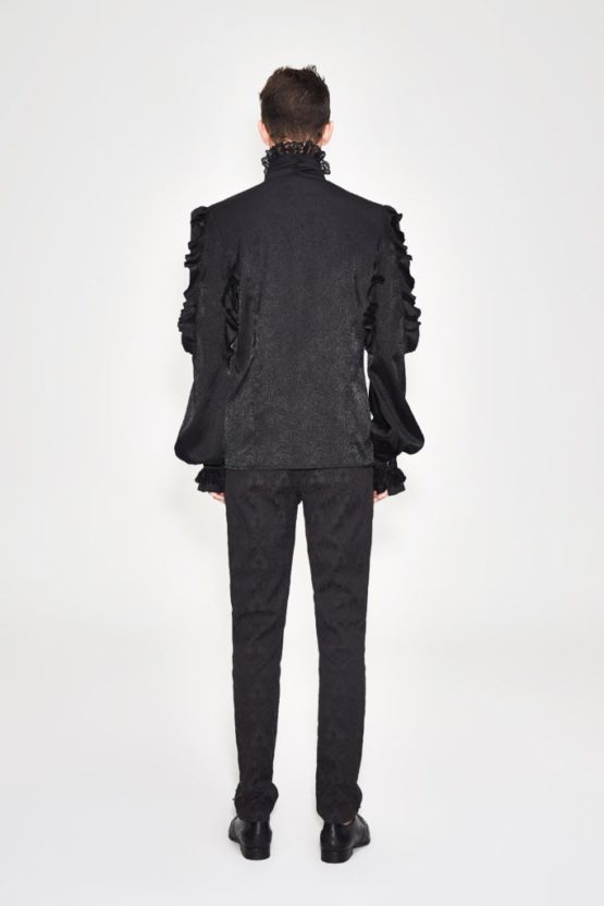 SHT3301 - Pirate Black Ruffle Shirt - 2XL - Image 8