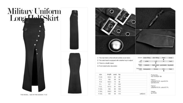 WQ357 - Military Uniform long half skirt - Image 7