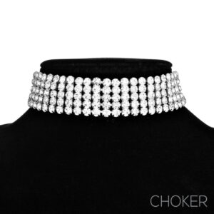 16980 - 5 row big rhinestone choker