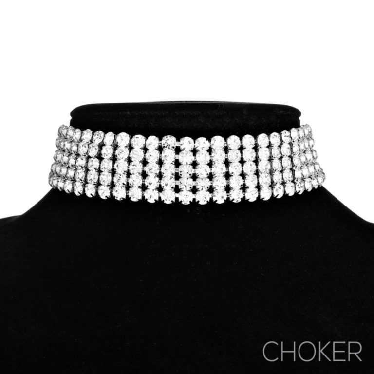 16980 - 5 row big rhinestone choker