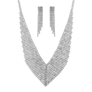 17006 - rhinestone collar necklace + ear set