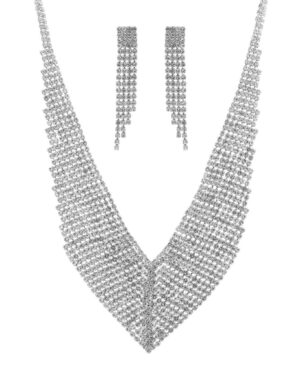 17006 - rhinestone collar necklace + ear set
