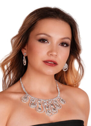 17054 - Rhinestone Multi Teardrop Neck Set
