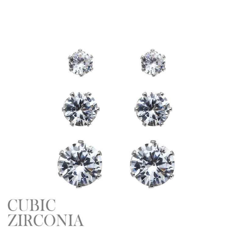 25554 - g cz round 5/7/9mm 3 pair card