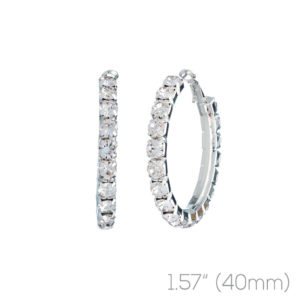 25904 - 40mm big rhinestone hoops - silver