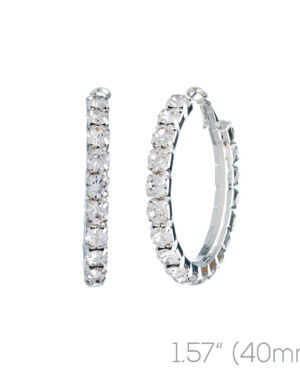 25904 - 40mm big rhinestone hoops - silver
