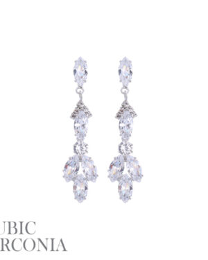 26038 - cz chandelier dangle ear - Silver